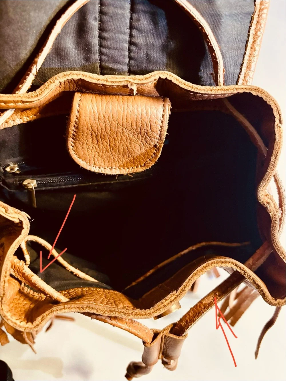 VTG Genuine Leather Boho Fringe Women’s Western Drawstring Backpack Rucksack
